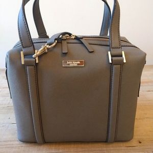 Kate Spade leather classic taupe handbag.